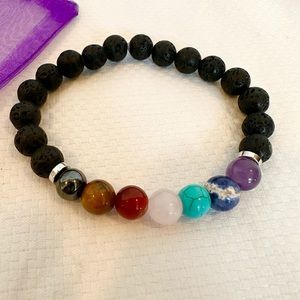 Lava Stone & Chakra Bracelet